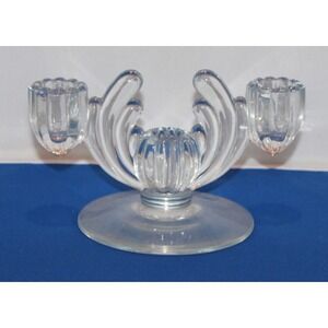 vintage Heisey Crystolite 3-lite candle stick holder
